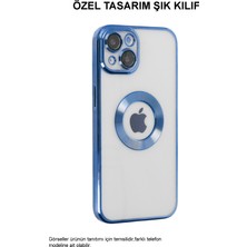 Kılıfmania Apple iPhone 14 Pro Max Kapak Yanları Renkli Lens Korumalı Logo Gösteren Şeffaf Luxury Silikon Kılıf - Gri