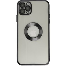 Kılıfmania Apple iPhone 11 Pro Kapak Yanları Renkli Lens Korumalı Logo Gösteren Şeffaf Luxury Silikon Kılıf - Siyah