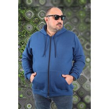Starbattal Kapüşonlu Büyük Beden 3ip Sweat 11701 İndigo Günlük Kullanım İçin