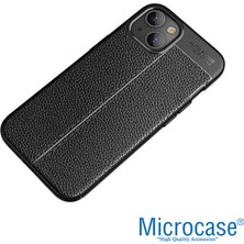 Microcase Apple iPhone 14 Leather Tpu Silikon Kılıf - Siyah