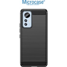 Microcase Xiaomi 12 Lite Brushed Carbon Fiber Silikon Kılıf - Siyah