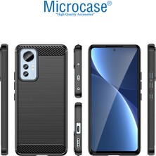 Microcase Xiaomi 12 Lite Brushed Carbon Fiber Silikon Kılıf - Siyah