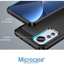 Microcase Xiaomi 12 Lite Brushed Carbon Fiber Silikon Kılıf - Siyah