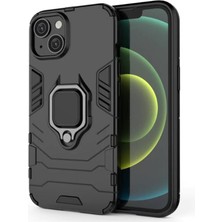 Microcase Apple iPhone 14 Batman Serisi Yüzük Standlı Armor Kılıf - Siyah