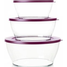 Tupperware Royal Kap 3'lü Set 990-1.3-2.4 Lt Mor Saklama Servis Kabı