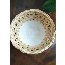 Halley Concept Özel Tasarım El Yapımı Rattan Örgülü Seramik Kase