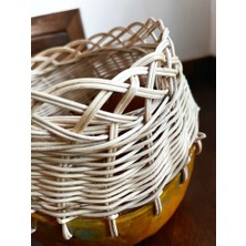 Halley Concept Özel Tasarım El Yapımı Rattan Örgülü Seramik Asimetrik Kase