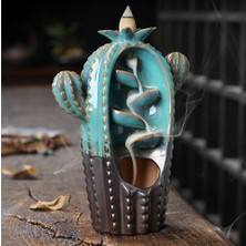 Keyfim Shop Kaktüs Tasarımlı Geri Akışlı Tütsülük 18CM + 3 Adet Tütsü