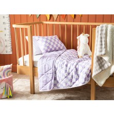 English Home Kareli Pamuklu Müslin Bebe Yorgan Set 95X145 cm Lila