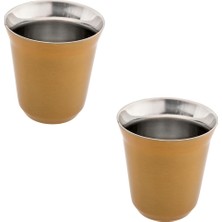 Jumbo Glory 7 Double Wall 2'li Termo Çelik Fincan 16OML - Sarı