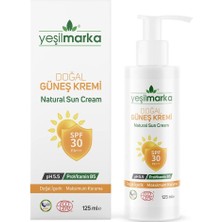 Yeşilmarka Doğal Güneş Kremi 125ML - Vegan - Parabensiz - Alkolsüz - Parfümsüz - Organik Içerikli - 30+ Faktör