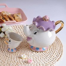 HaiTun Sevimli Karikatür Güzellik ve Canavar Çaydanlık Kupa Mrs Potts Çip Kupası Çay Potu Kupası Set Güzel Noel Hediyesi | Sürahi (Yurt Dışından)