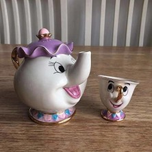 HaiTun Sevimli Karikatür Güzellik ve Canavar Çaydanlık Kupa Mrs Potts Çip Kupası Çay Potu Kupası Set Güzel Noel Hediyesi | Sürahi (Yurt Dışından)