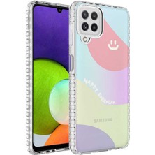 Kilifone - Galaxy M22 - Kılıf Kenarlı Renkli Desenli Elegans Silikon Kapak