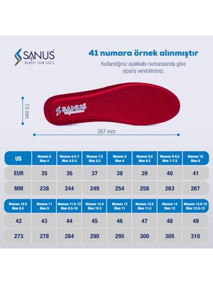 Sanus M300 Visco Memory Foam Günlük Unisex Kırmızı Tabanlık