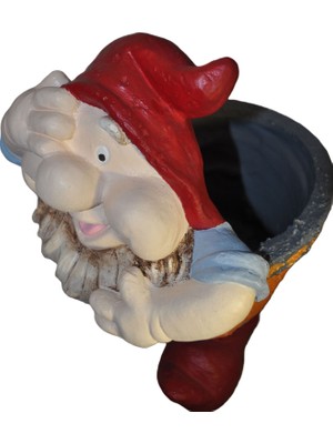 Nesli Butik Cüce Gnome Saksı (Sukulent & Kaktüs Için) 40 cm Dekoratif El Boyaması Biblo