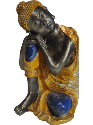 Nesli Butik Buddha Buda, 35 Cm, El Boyaması Biblo, Dekoratif El Sanatları, Ev Bahçe Teras Balkon Dekoru, Yoga