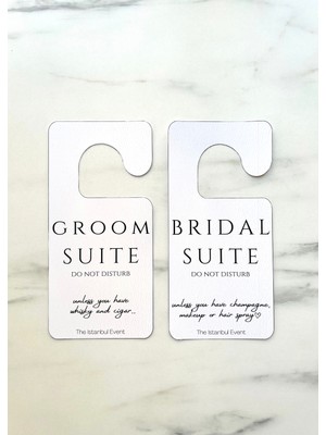 The Istanbul Event Gelin Odası ve Damat Odası Ikili Beyaz Kapı Kolu Askısı - Bridal Suite Groom Suite Do Not Disturb