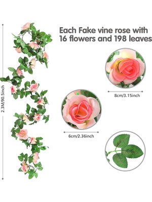 Gorgeous Yapay Gül Çelenk, 2 Paket 15 Ft Pembe Sahte Gül Vine Asılı Çiçekler Bitkiler Düğün Ev Şampanya Için Sahte Çiçek(Yurt Dışından)