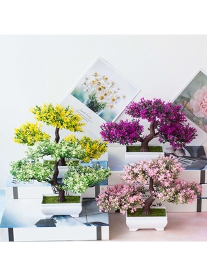 Gorgeous Yapay Bitkiler Bonsai Küçük Ağaç Saksı Sahte Bitki Çiçekler Saksı Sahte Bonsai Ev Odası Masa Otel Bahçe Dekor Için A