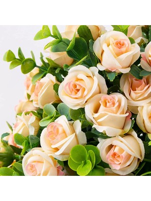 Gorgeous Paket Yapay Çiçekler Sahte Ipek Gül Dekorasyon Için Sahte Çiçek Buketi Dıy Vazo Ev Düğün Parti (Şampanya)