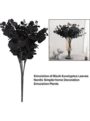 Gorgeous 20 Kafaları Yapay Siyah Okaliptüs Sahte Çiçek Bitki Düğün Parti Dekorasyonu
