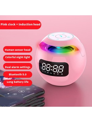 Gorgeous Kablosuz Bluetooth Hoparlörlü Saat - Pembe (Yurt Dışından)