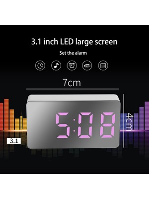 Gorgeous Mini Masa Çalar Saat Dijital Ayna LED Sıcaklık USB Komidin Seyahat Saatleri Yatak Odası Oturma Ev Dekor Için, Yeşil (Yurt Dışından)