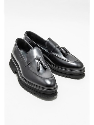 Elle Shoes Siyah Deri Erkek Klasik Loafer