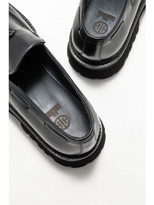 Elle Shoes Siyah Deri Erkek Klasik Loafer
