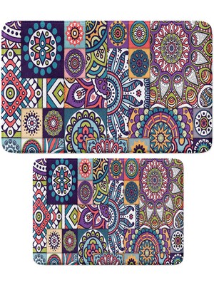 Monnhein 2'li Takım Banyo Paspası, Kaymaz Taban, Makinede Yıkanabilir, Banyo Halısı