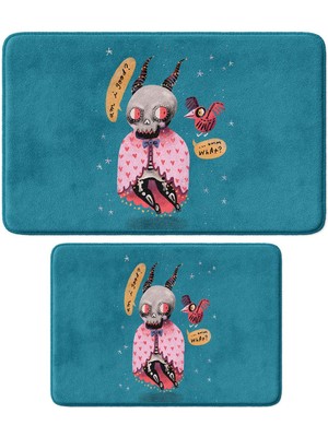 Monnhein 2'li Takım Banyo Paspası, Kaymaz Taban, Makinede Yıkanabilir, Banyo Halısı