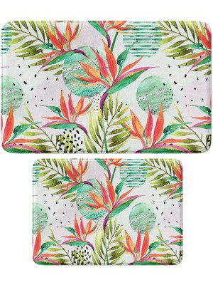 Monnhein 2'li Takım Banyo Paspası, Kaymaz Taban, Makinede Yıkanabilir, Banyo Halısı