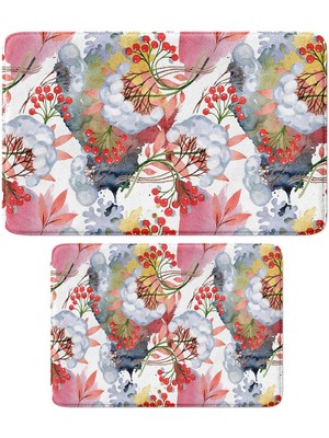 Monnhein 2'li Takım Banyo Paspası, Kaymaz Taban, Makinede Yıkanabilir, Banyo Halısı