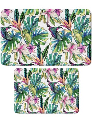 Monnhein 2'li Takım Banyo Paspası, Kaymaz Taban, Makinede Yıkanabilir, Banyo Halısı