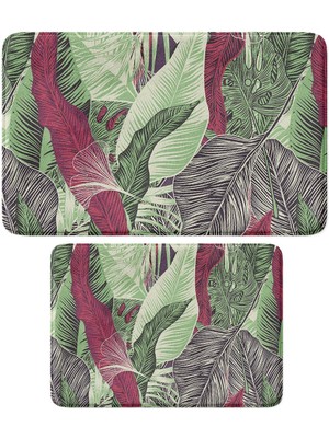 Monnhein 2'li Takım Banyo Paspası, Kaymaz Taban, Makinede Yıkanabilir, Banyo Halısı