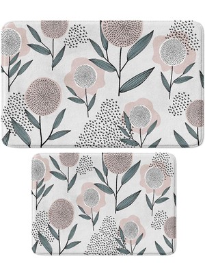 Monnhein 2'li Takım Banyo Paspası, Kaymaz Taban, Makinede Yıkanabilir, Banyo Halısı