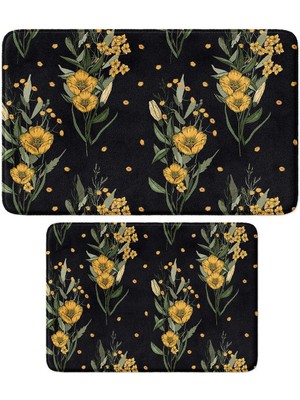 Monnhein 2'li Takım Banyo Paspası, Kaymaz Taban, Makinede Yıkanabilir, Banyo Halısı