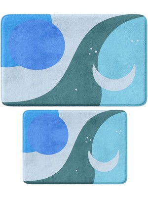 Monnhein 2'li Takım Banyo Paspası, Kaymaz Taban, Makinede Yıkanabilir, Banyo Halısı