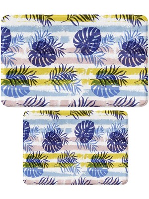 Monnhein 2'li Takım Banyo Paspası, Kaymaz Taban, Makinede Yıkanabilir, Banyo Halısı