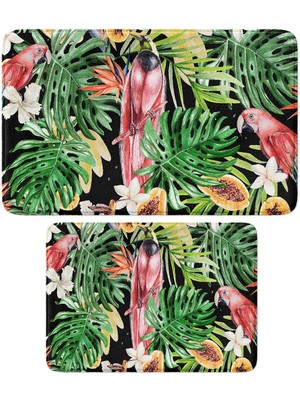 Monnhein 2'li Takım Banyo Paspası, Kaymaz Taban, Makinede Yıkanabilir, Banyo Halısı