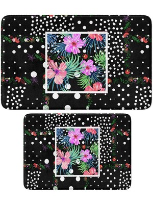 Monnhein 2'li Takım Banyo Paspası, Kaymaz Taban, Makinede Yıkanabilir, Banyo Halısı