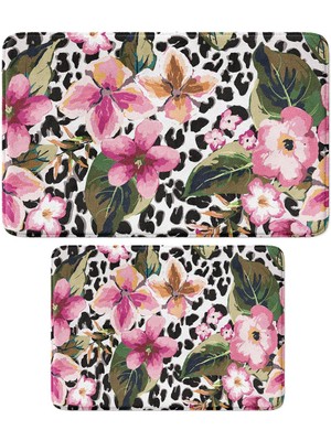 Monnhein 2'li Takım Banyo Paspası, Kaymaz Taban, Makinede Yıkanabilir, Banyo Halısı