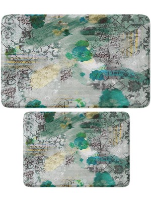 Monnhein 2'li Takım Banyo Paspası, Kaymaz Taban, Makinede Yıkanabilir, Banyo Halısı