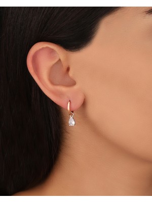 Mistik Silver Sallantılı Zirkon Taşlı Gümüş Damla Küpe