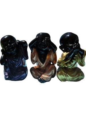 Nesli Butik Tibet 3lüsü 16 cm Dekoratifel Boyaması Biblo