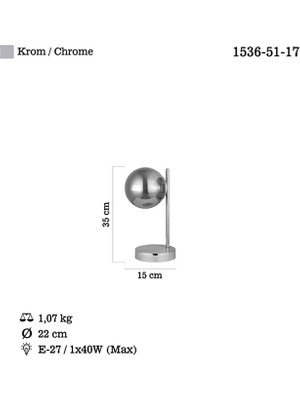 Lucea Tamo Tekli Krom Masa Lambası 1XE27