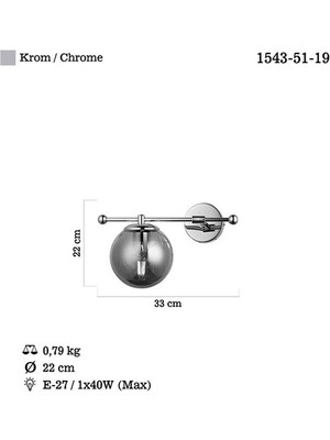 Lucea Atron Tekli Krom Aplik 1XE27