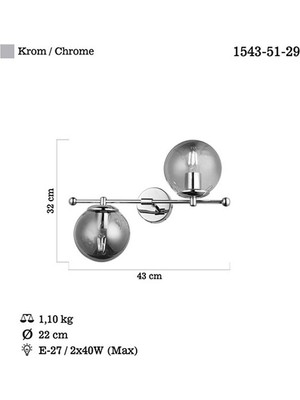 Lucea Atron 2 Li Krom Aplik 2XE27