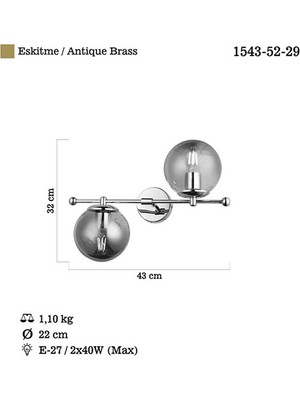 Lucea Atron 2 Li Antik Lak Aplik 2XE27